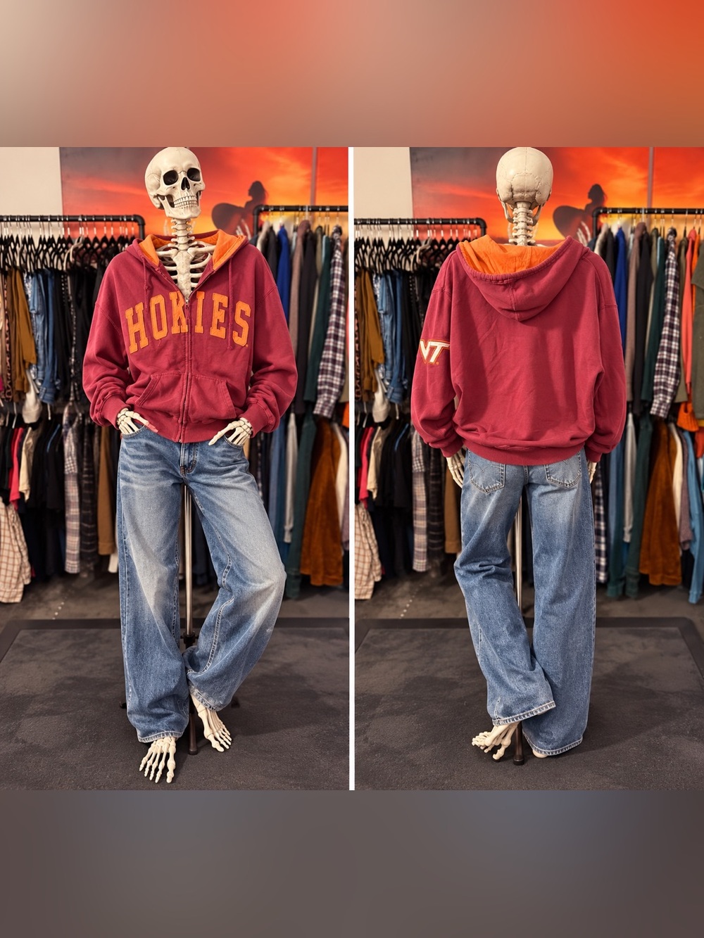 Colosseum Maroon & Orange 'Hokies' Zip-Up Hoodie